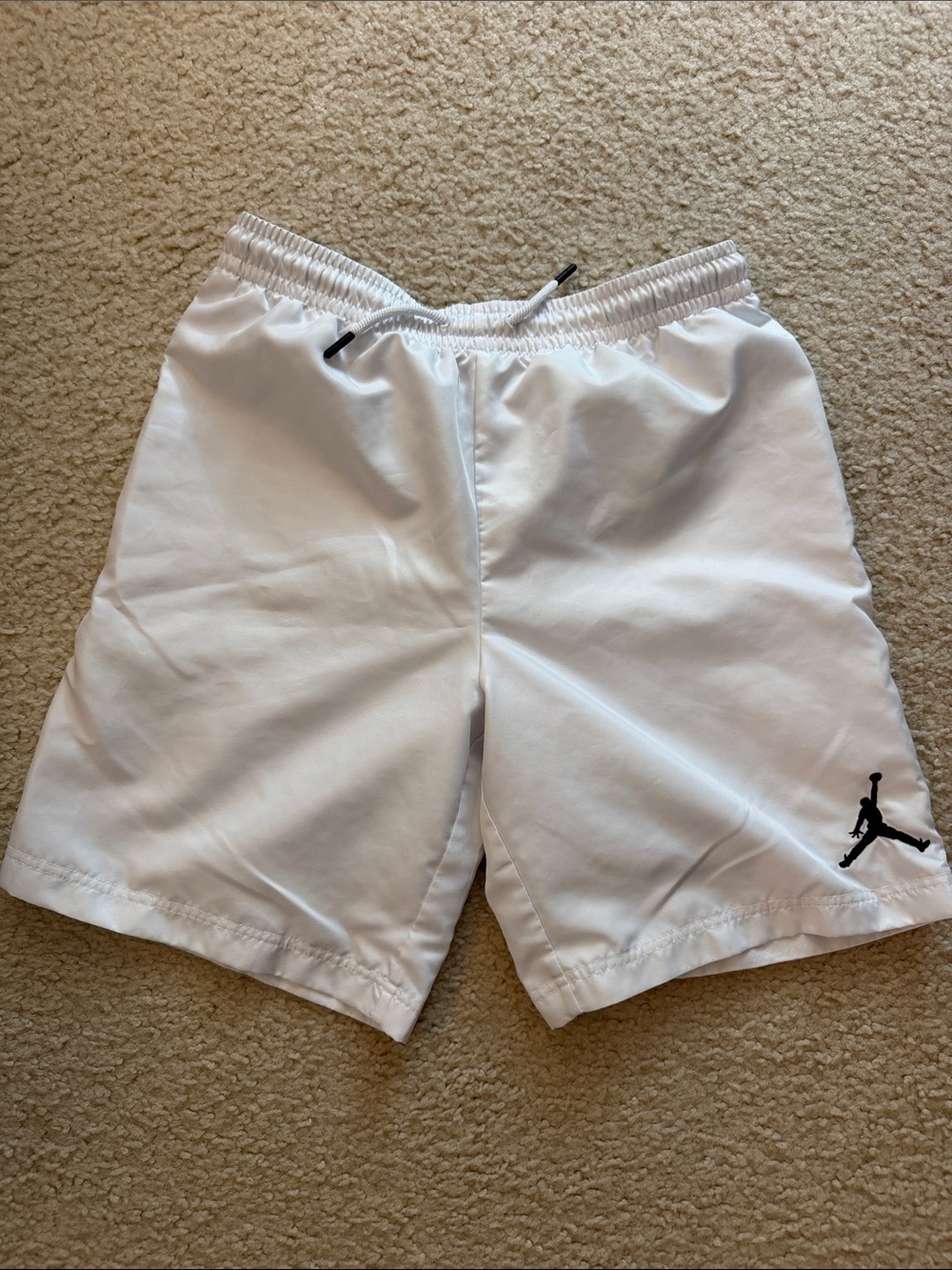 Jordan White Athletic Shorts with Black Jumpman